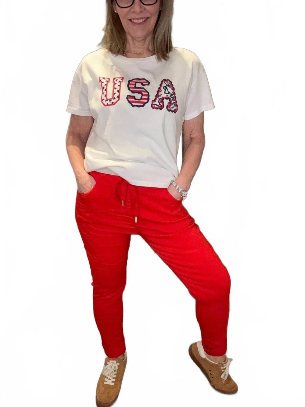 NEW YOLLY italian tapered drawstring pants in red